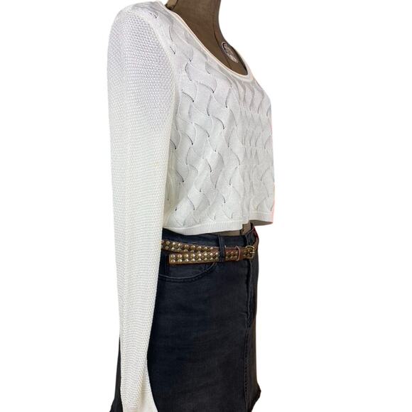 RAG & BONE Crocheted Crop Summer Sweater Womens (M) Boho White Soft Lightweight - Picture 2 of 9